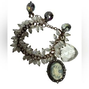 OOAK Artisan Crafted Swarovski Crystal and Vintage Cameo Bracelet